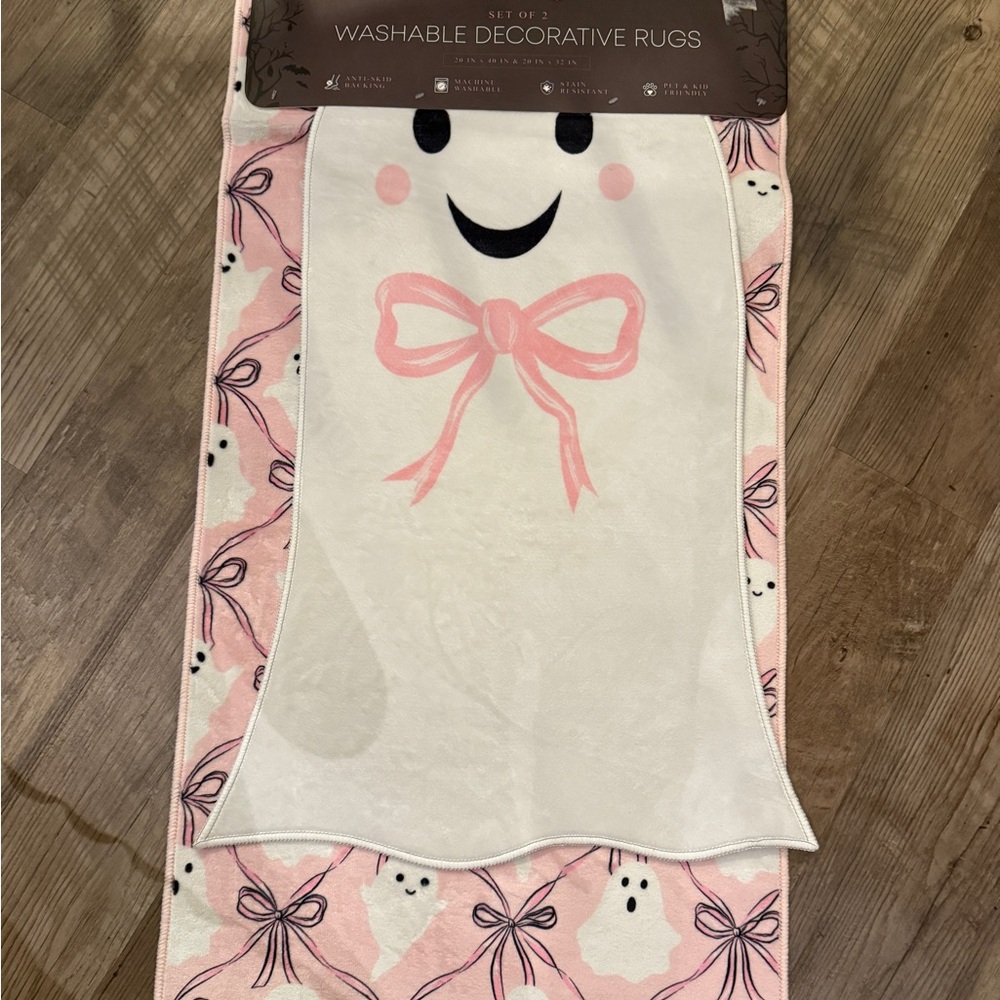 Pink and White Decorative Ghost Rug